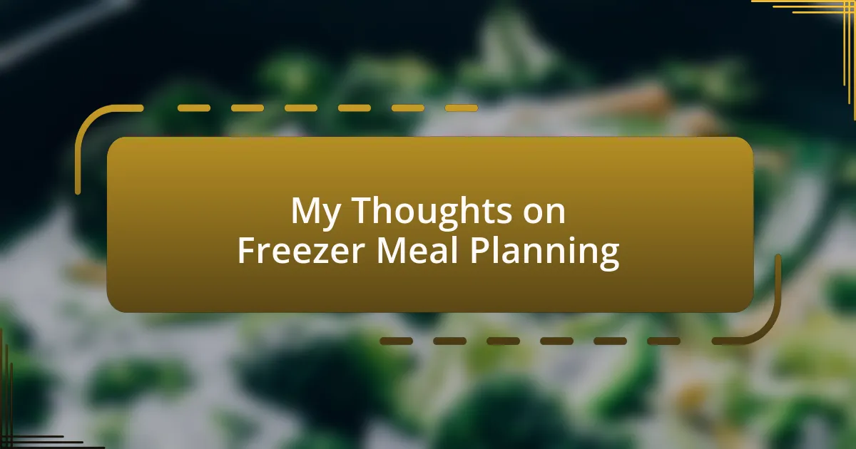 My Thoughts on Freezer Meal Planning